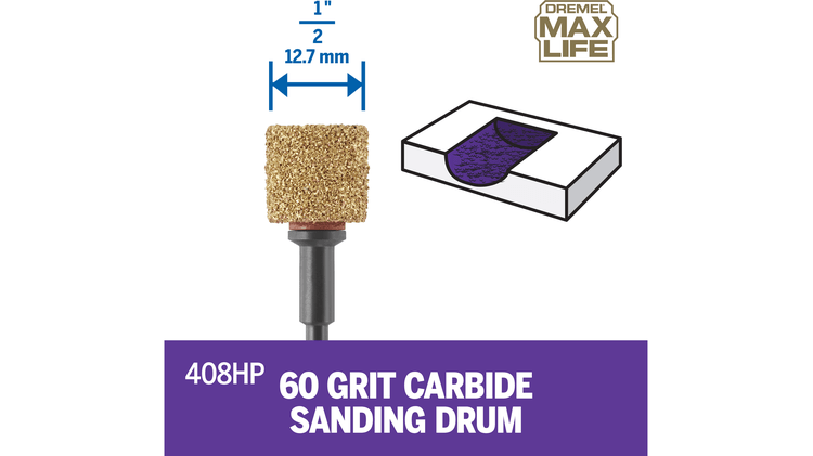 Dremel Max Life 408HP 60 Grit Carbide Sanding Drum