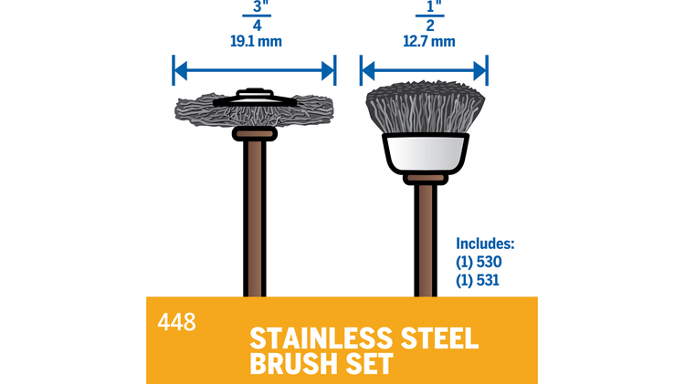 Dremel 448 Stainless Steel Brush 2-Piece Set