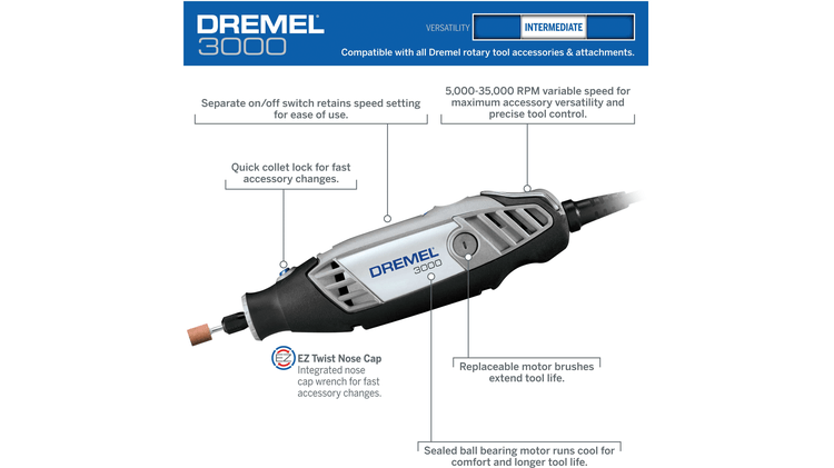 DREMEL Corded Rotary TOOL Kit Attachment 4000 Series Keyed Variable Speed 