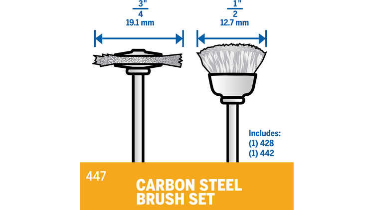 Dremel 447 Carbon Steel Brush 2-Piece Set