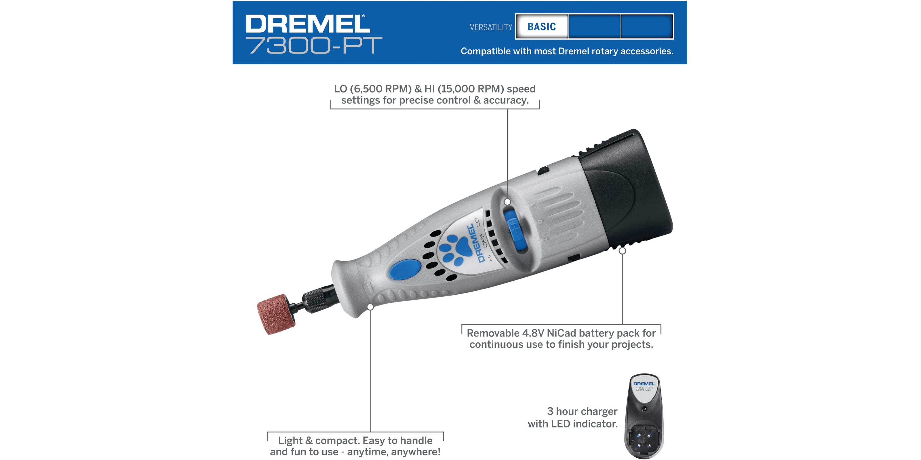Dremel 7300-N/5 4.8V Mini Mite Cordless Rotary Tool – Arborb