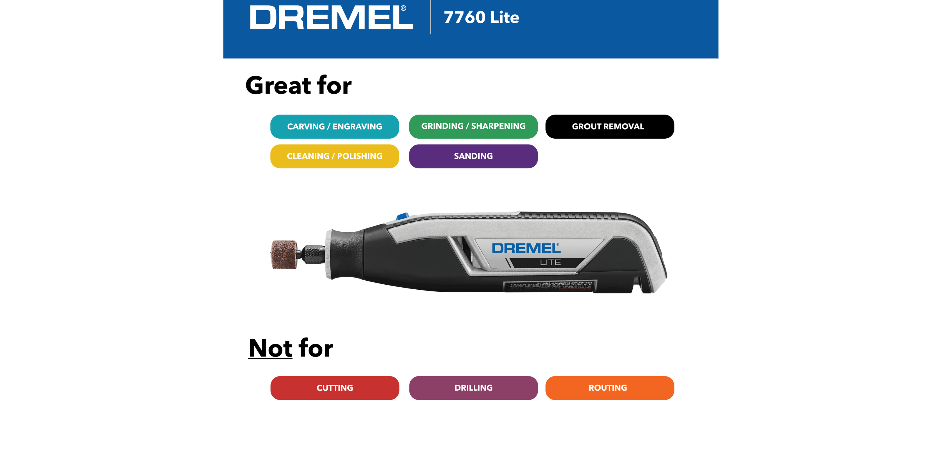 Dremel Lite 7760 F013776000 3.6V 7.2Wh Li-Ion Cordless Rotary Tool