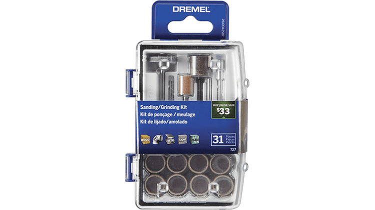 Micro kit de accesorios giratorios de lijado/esmerilado Dremel 727-01 de 31 piezas