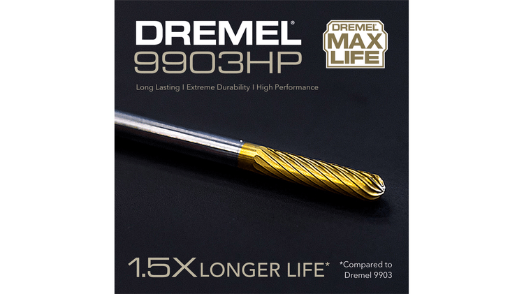 Broca para tallado de carburo de tungsteno Dremel Max Life 9903HP de 1/8
