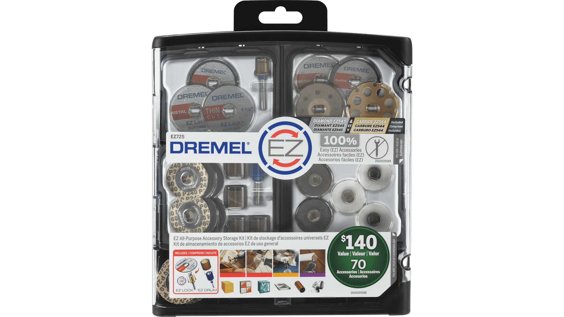 Dremel EZ725 - Juego de accesorios multiuso para herramientas rotativas con  kit de almacenamiento, EZ-Lock y EZ Drum para cambio de accesorios más