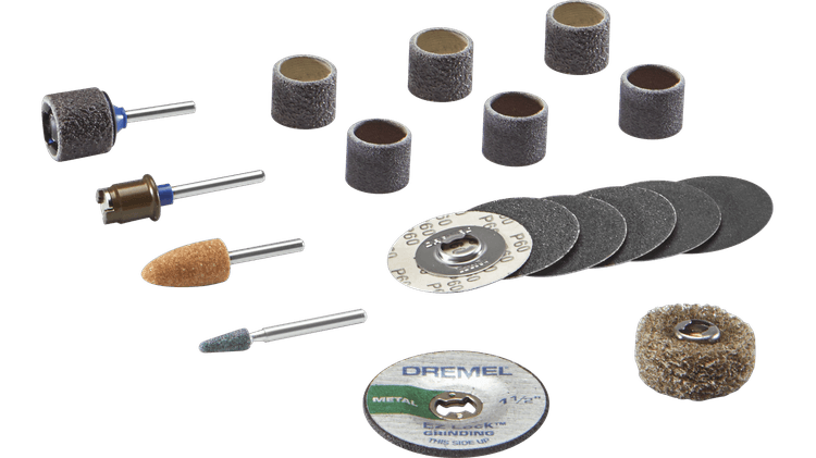 Kit de accesorios giratorios Dremel EZ727-01 EZ Lock™ para lijar y esmerilar de 18 piezas