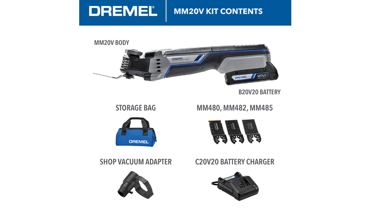 Kit de herramienta oscilante sin cable Dremel Multi-Max MM20V (dos baterías)