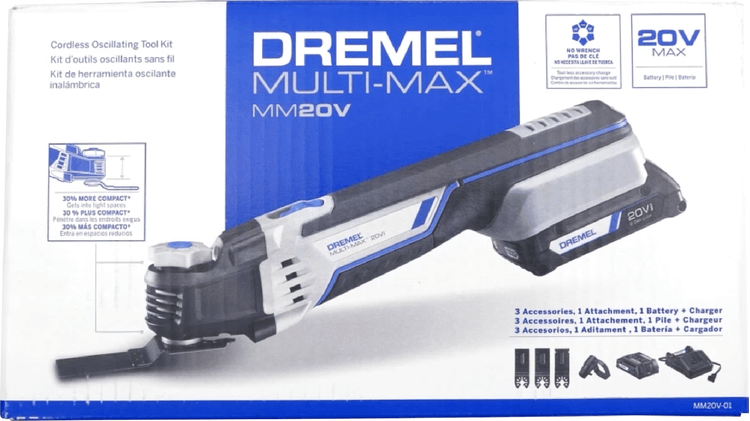 Kit de herramienta oscilante sin cable Dremel Multi-Max MM20V (dos baterías)