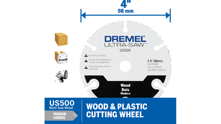 Dremel Ultra-Saw US500 Disco de corte Premium de carburo para madera y plástico de 4