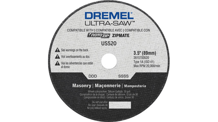 Disco de corte para mampostería Dremel Ultra-Saw US520 de 3.5 pulgadas