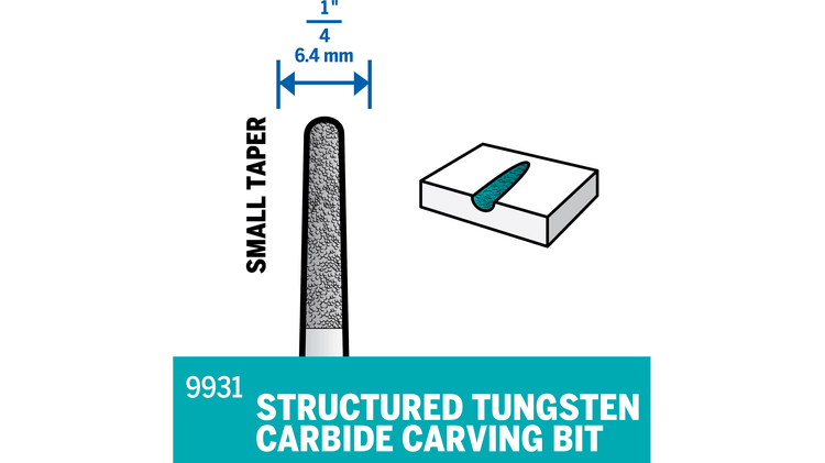 9931 - Fraise à sculpter en carbure de tungstène structurée (conique)