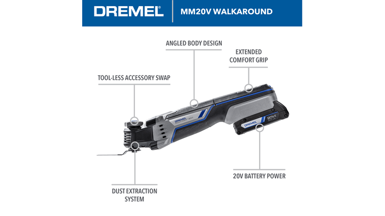 Coffret outil oscillant multi-usage sans fil MM20V pour Dremel Multi Max (une batterie)
