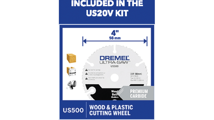 Disque à tronçonner en carbure de qualité supérieure pour bois et plastique de 4 po Dremel Ultra-Saw US500