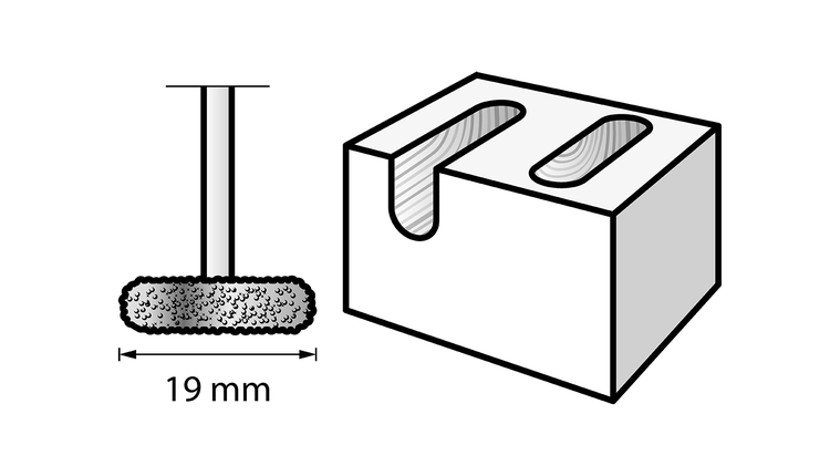 Hardmetaal vertande stiftfrees schijfvormig 19 mm
