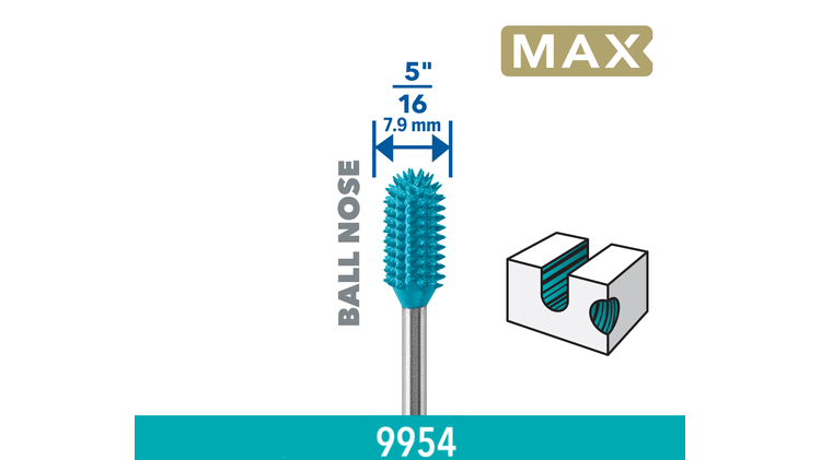DREMEL® MAX Power Carving-bits med kulformad spets för höghastighetssnideri