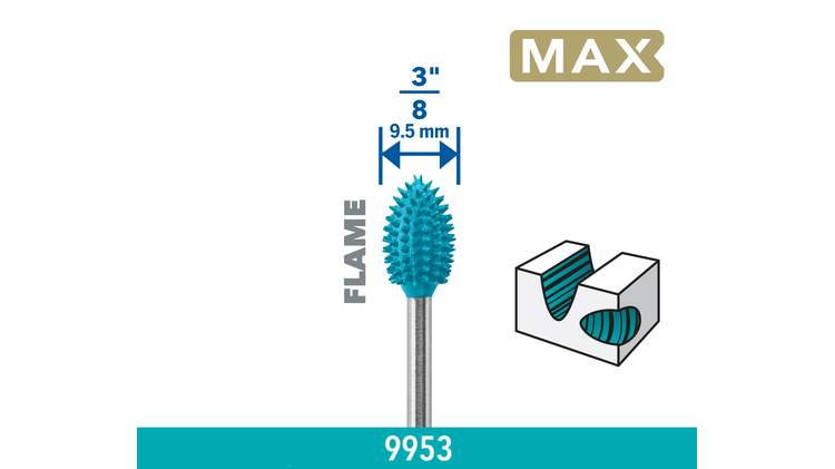 Flamformad DREMEL® MAX Power Carving-bits för höghastighetssnideri